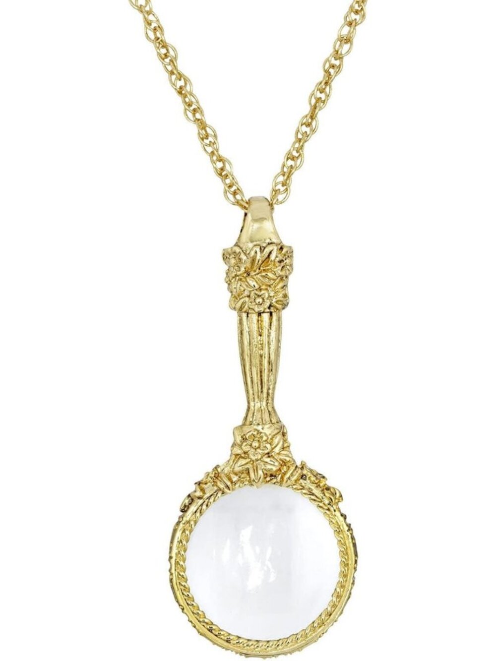 Romantic Magnifying Glass Pendant Necklace for Women - 30" Long, 4-5X